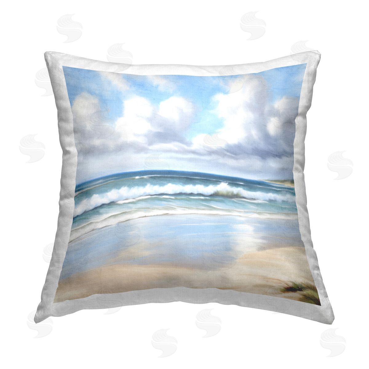 Kim Allen Sand Walk Ocean Waves Printed Plush Polyester Throw Pillow