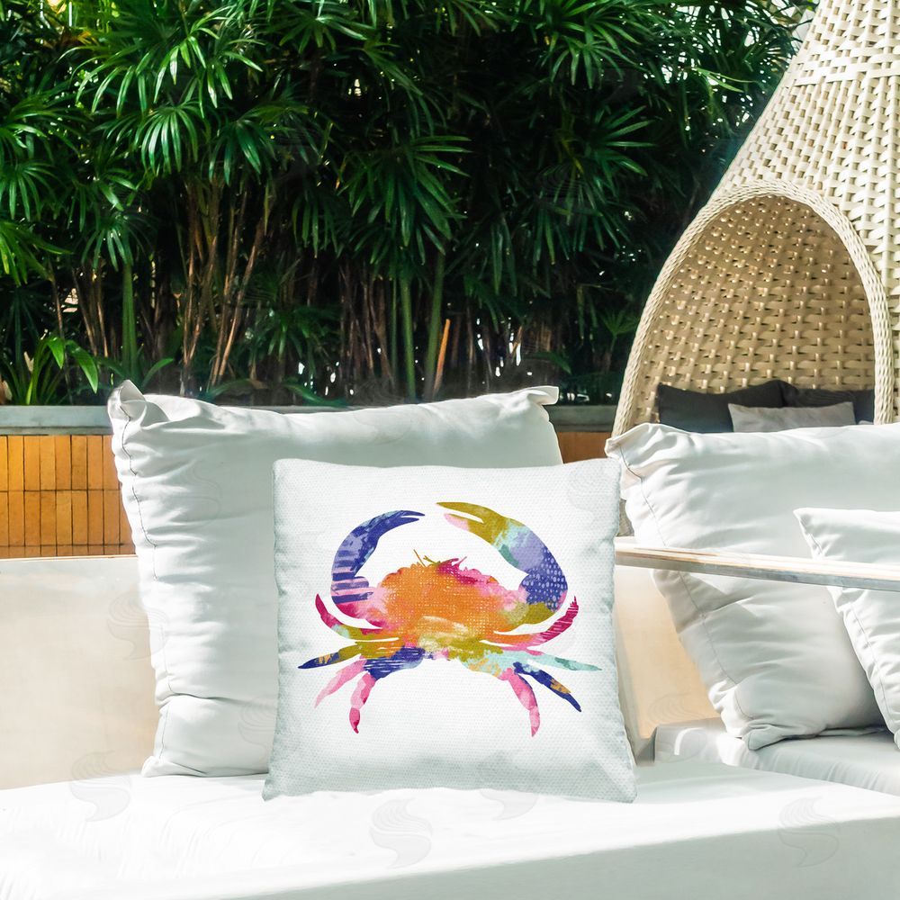 Lisa Nohren Patterned Crab Impression Outdoor Quick-Dry Polyester Printed Throw Pillow in Back Yard