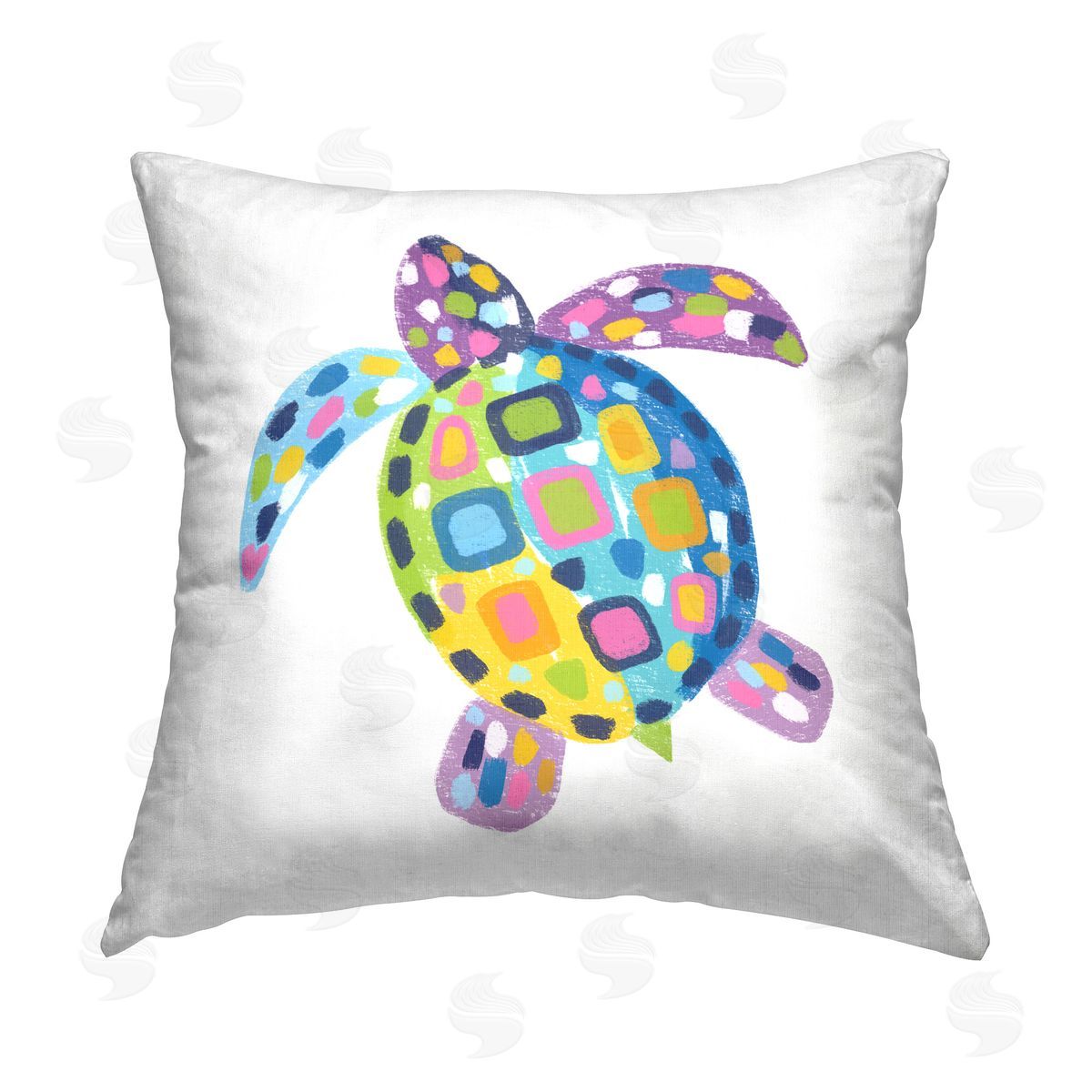 Lisa Nohren Mosaic Patterned Turtle Printed Plush Polyester Throw Pillow