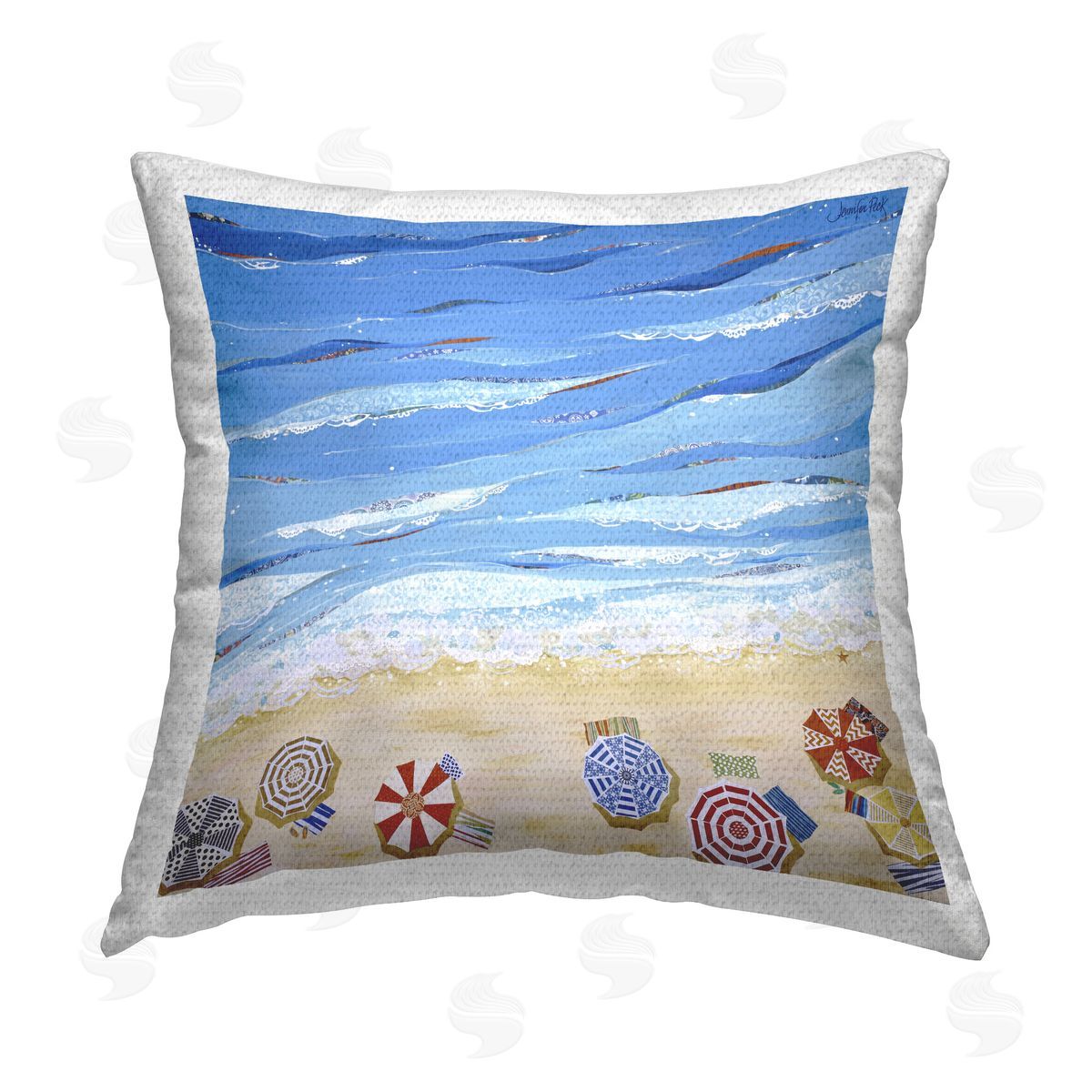 Jennifer Peck Made In The Shade Beach Outdoor Quick-Dry Polyester Printed Throw Pillow