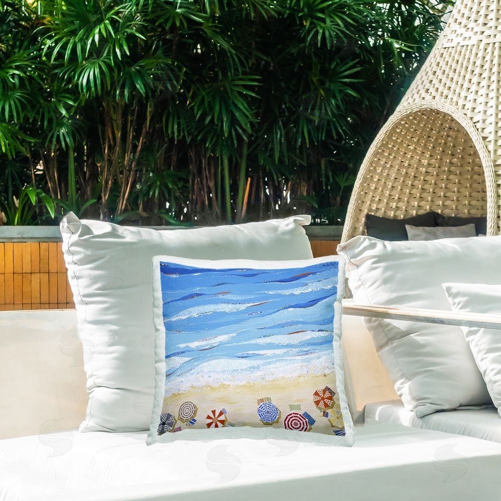 Jennifer Peck Made In The Shade Beach Outdoor Quick-Dry Polyester Printed Throw Pillow in Back Yard