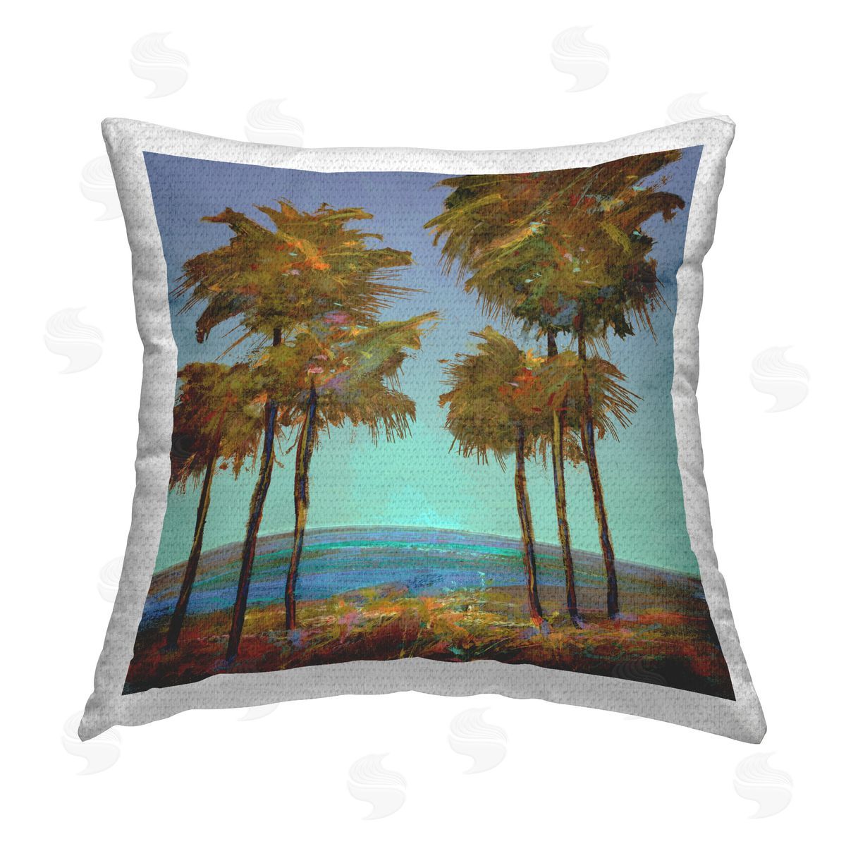 Michael Tienhaara Looming Green Palms Outdoor Quick-Dry Polyester Printed Throw Pillow