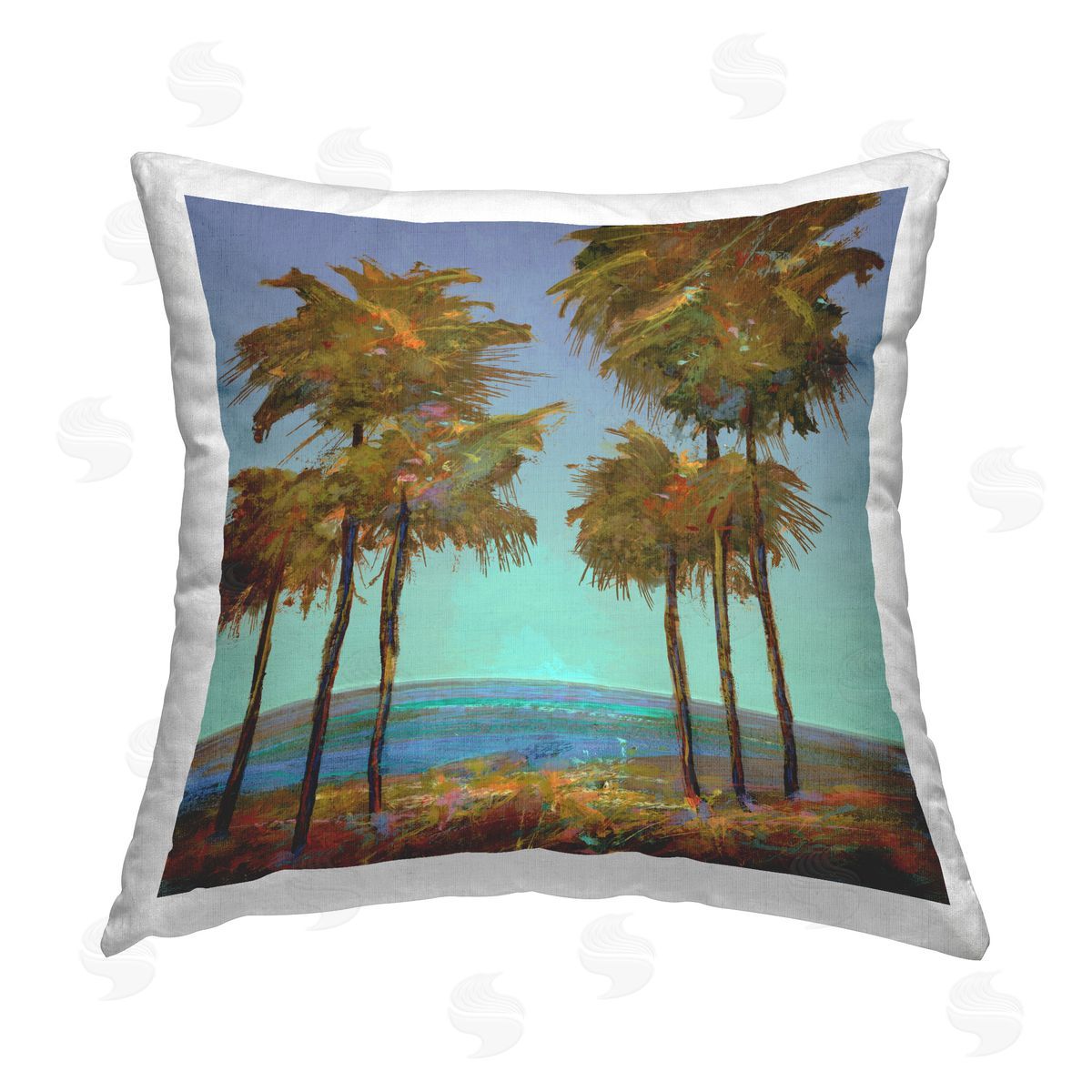 Michael Tienhaara Looming Green Palms Printed Plush Polyester Throw Pillow