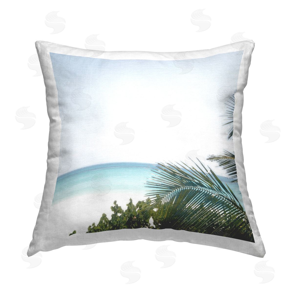 Noah Bay Calm Beach Palms Printed Plush Polyester Throw Pillow
