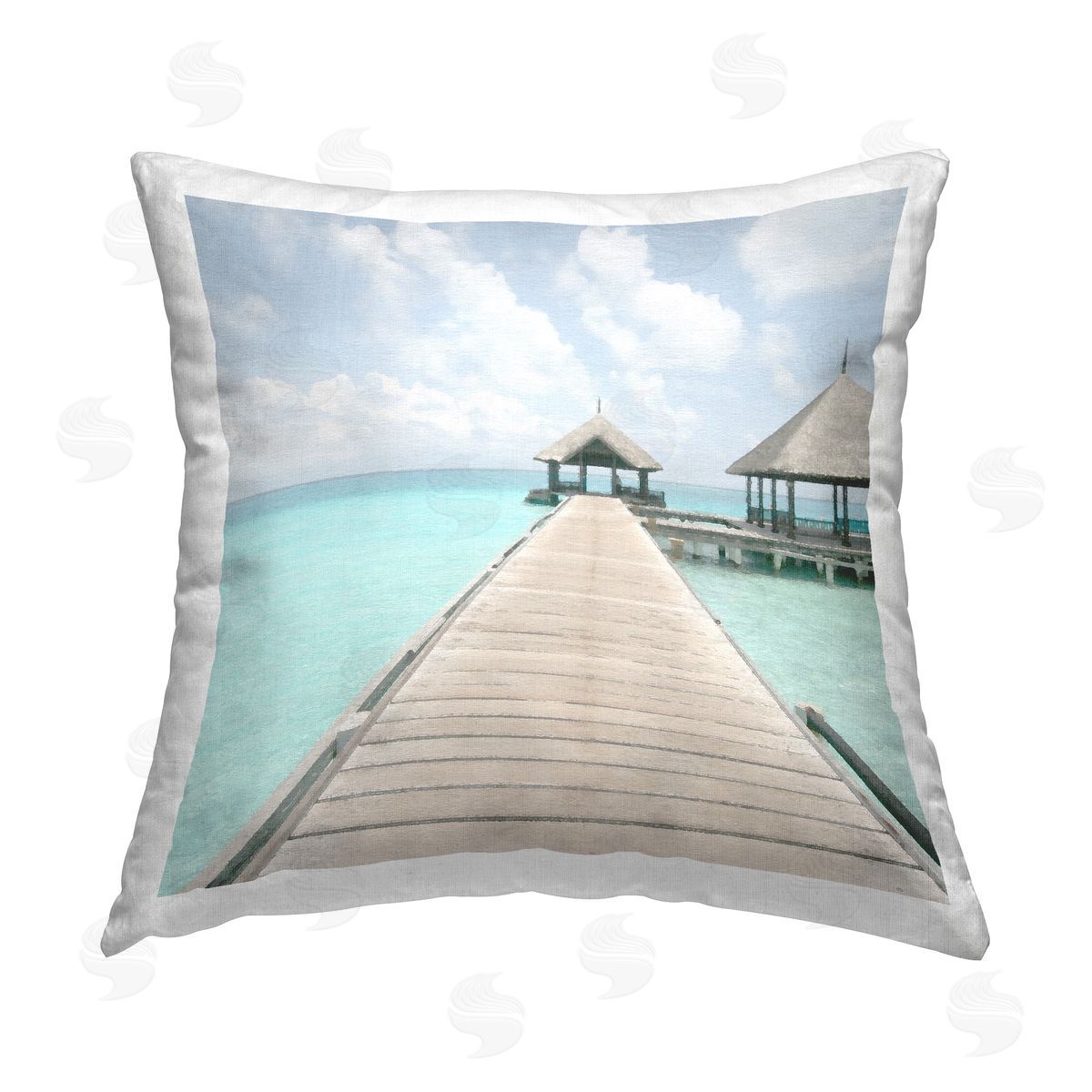 Noah Bay Tropical Long Pier Printed Plush Polyester Throw Pillow