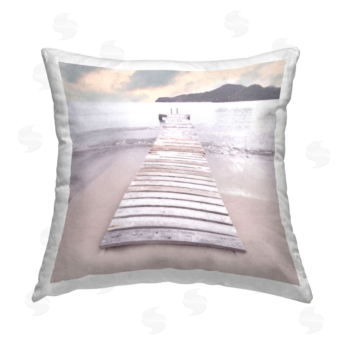 Noah Bay Zen Beach Dock Printed Plush Polyester Throw Pillow