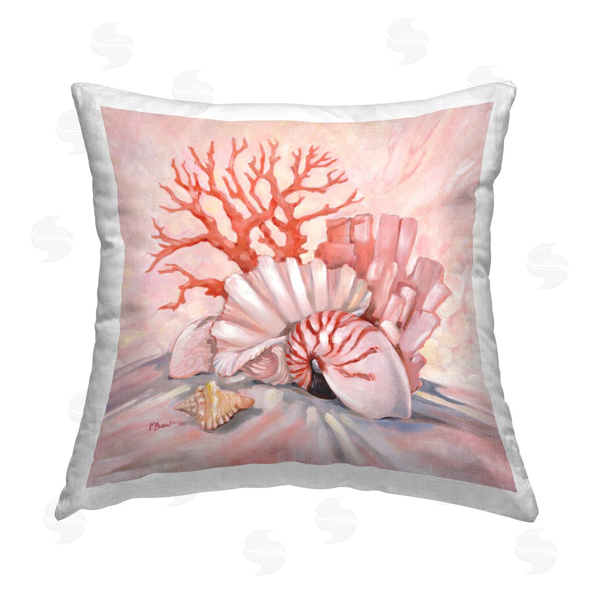 Paul Brent Pink Coral Still Life Printed Plush Polyester Throw Pillow