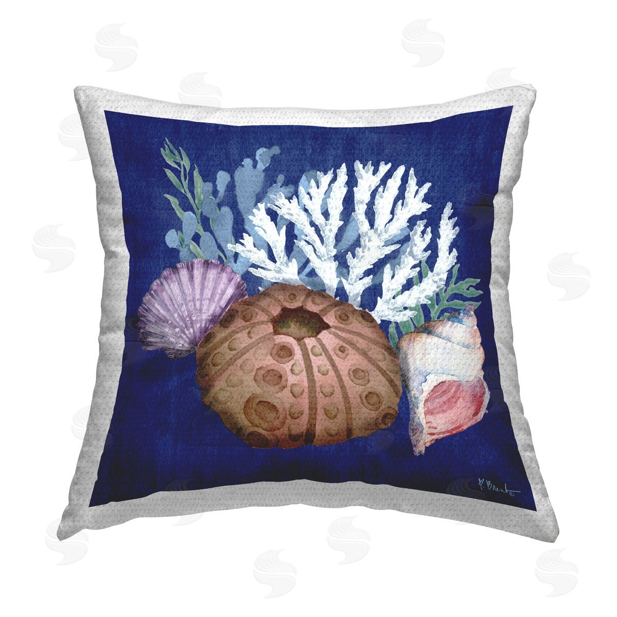 Paul Brent Urchin & Coral Still Life Outdoor Quick-Dry Polyester Printed Throw Pillow