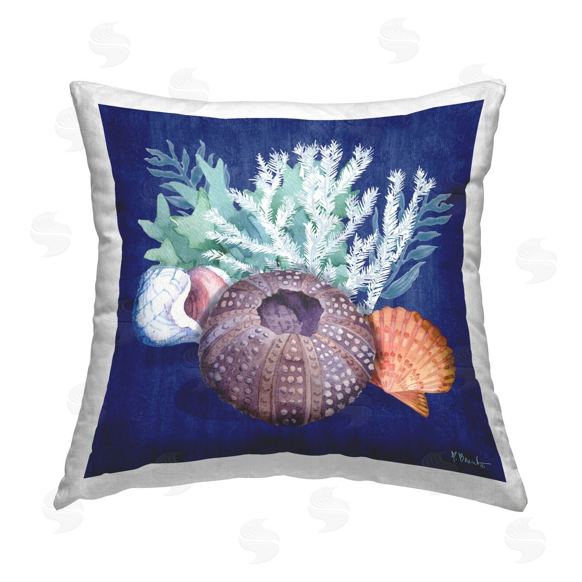Paul Brent Urchin Sea Life Printed Plush Polyester Throw Pillow