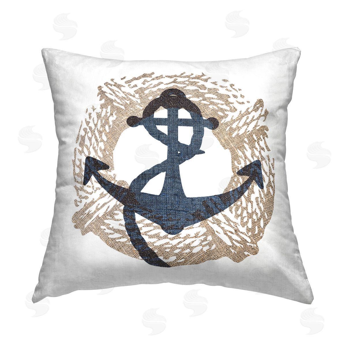 Stupell Studio Anchor & Round Rope Printed Plush Polyester Throw Pillow
