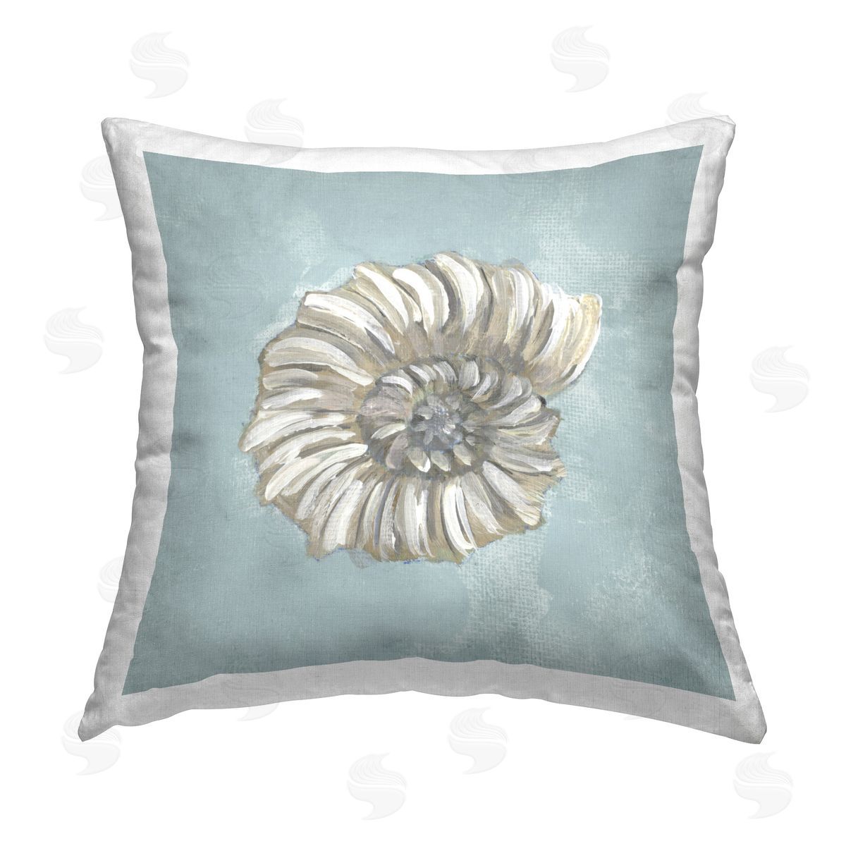 Julie DeRice Neutral Nautilus Shell Printed Plush Polyester Throw Pillow
