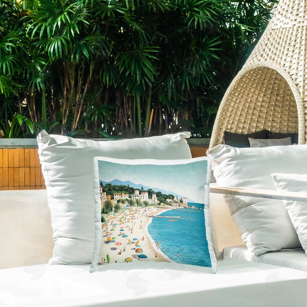 Lazar Studio By Water's Edge Outdoor Quick-Dry Polyester Printed Throw Pillow in Back Yard
