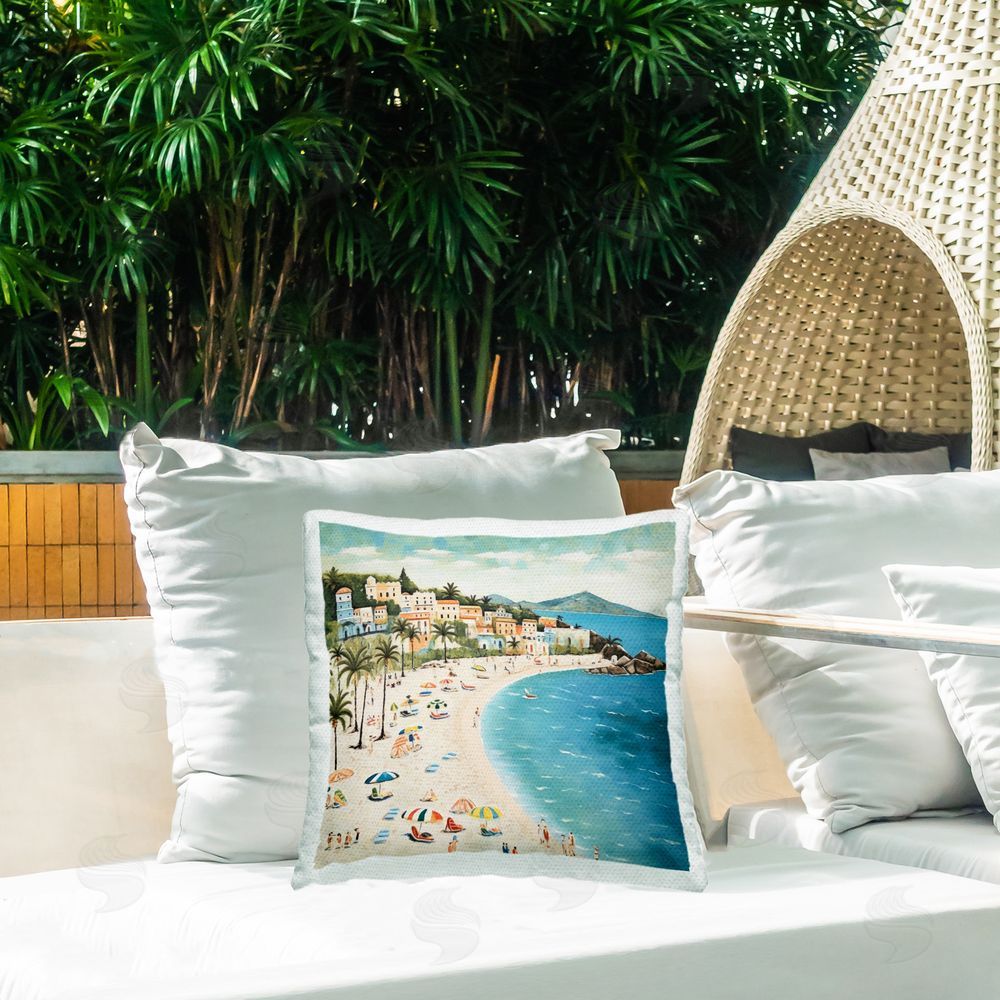 Lazar Studio Beach Water's Edge Outdoor Quick-Dry Polyester Printed Throw Pillow in Back Yard