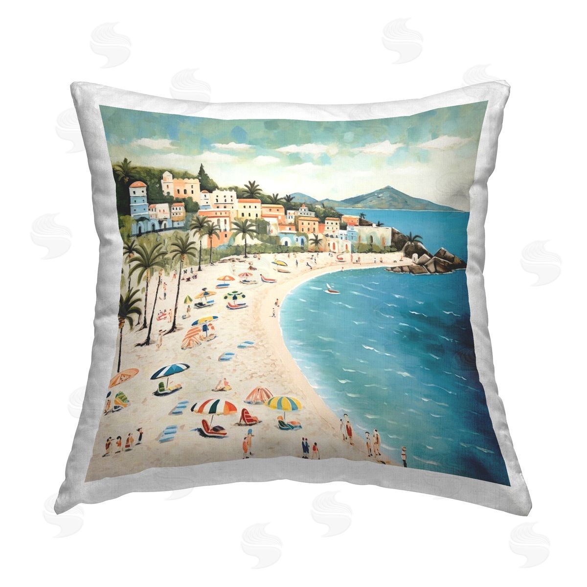 Lazar Studio Beach Water's Edge Printed Plush Polyester Throw Pillow