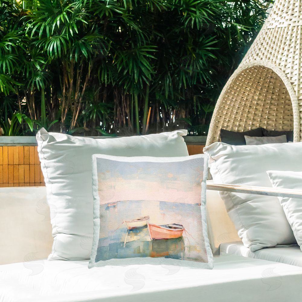 Irena Orlov Coastal Breeze Sailing Outdoor Quick-Dry Polyester Printed Throw Pillow in Back Yard