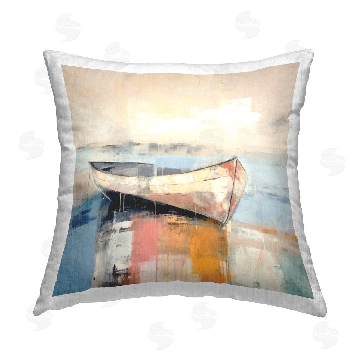 Irena Orlov Charming Coastal Boat Printed Plush Polyester Throw Pillow