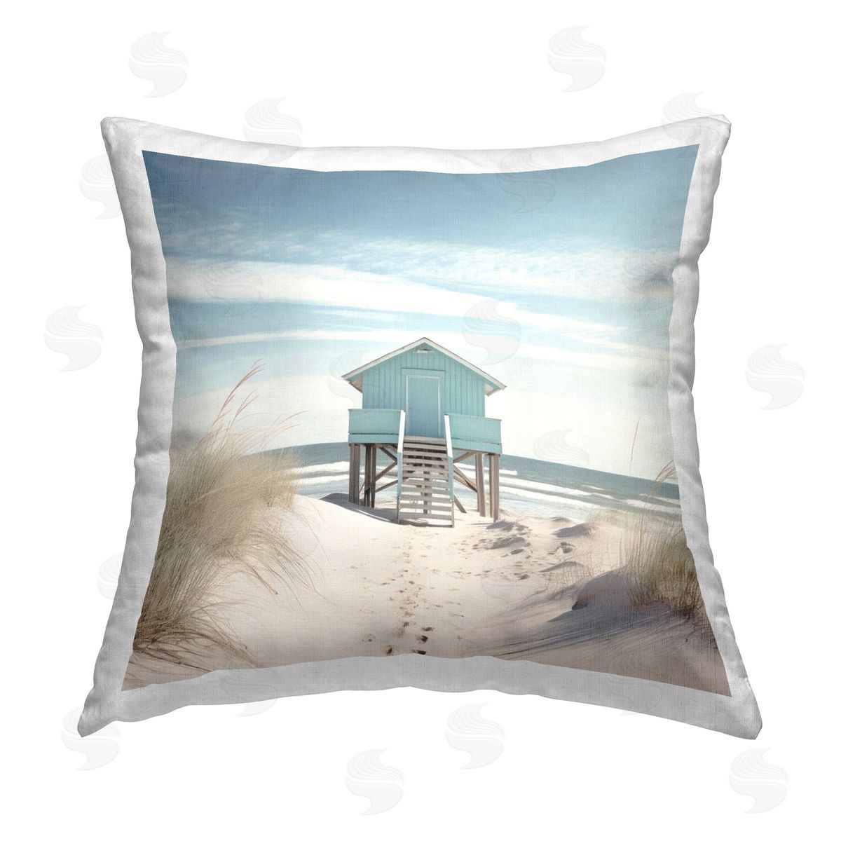 Irena Orlov Coastal Lookout Hut Printed Plush Polyester Throw Pillow