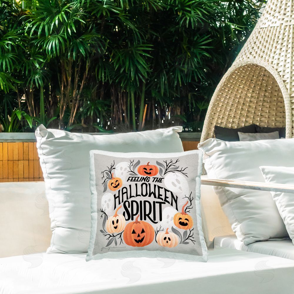 Gia Graham Feeling Halloween Spirit Outdoor Quick-Dry Polyester Printed Throw Pillow in Back Yard