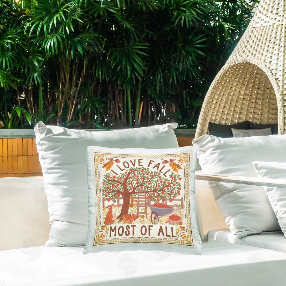Laura Marshall Love Fall Scenery Outdoor Quick-Dry Polyester Printed Throw Pillow in Back Yard