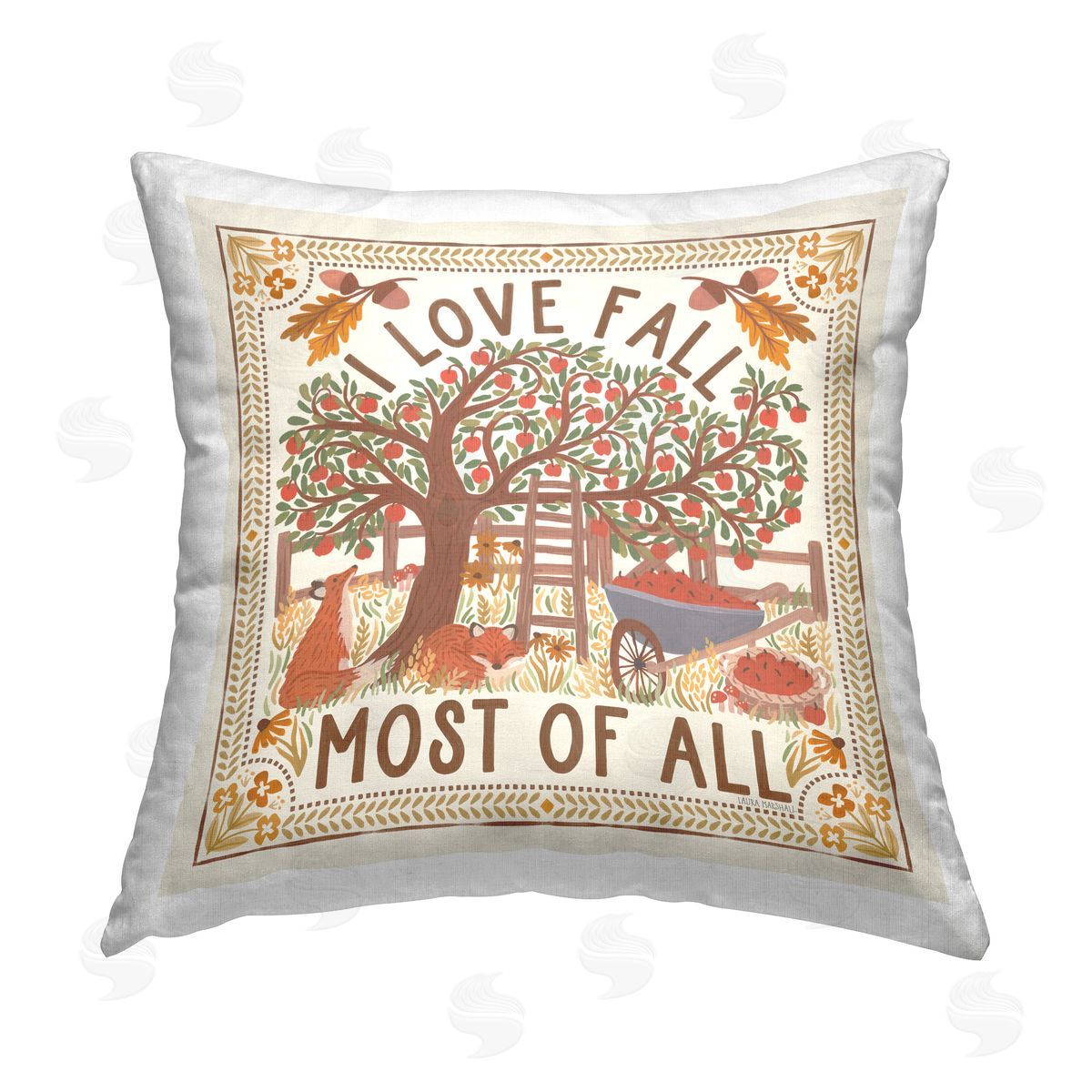 Laura Marshall Love Fall Scenery Printed Plush Polyester Throw Pillow