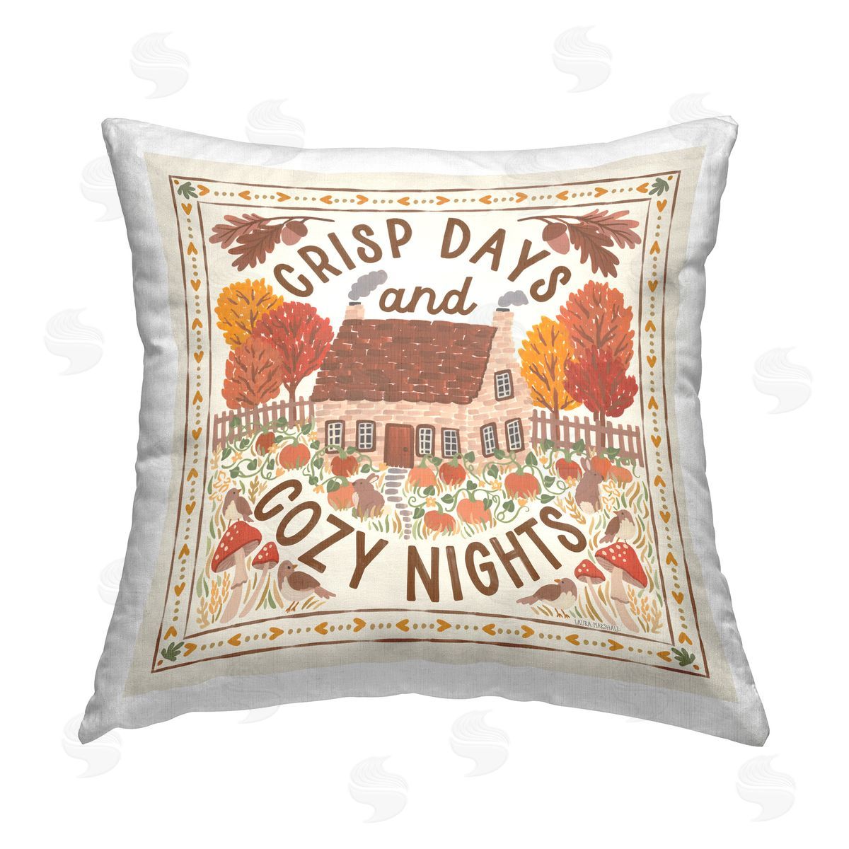 Laura Marshall Crisp Days & Cozy Nights Printed Plush Polyester Throw Pillow
