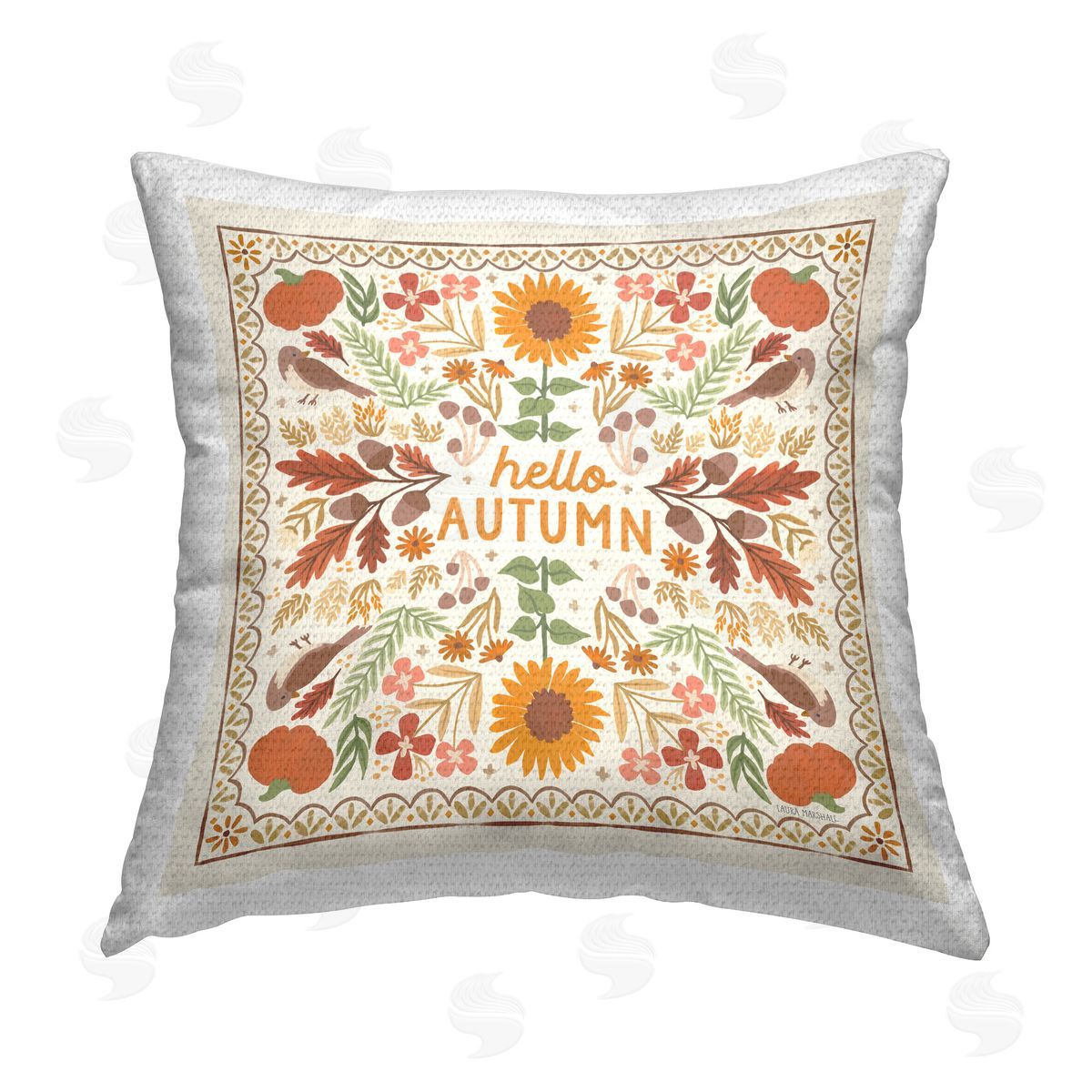Laura Marshall Hello Autumn Pattern Outdoor Quick-Dry Polyester Printed Throw Pillow