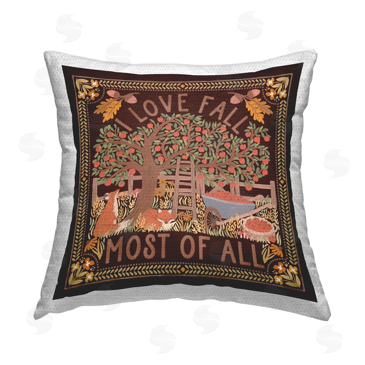 Laura Marshall Love Fall on Brown Outdoor Quick-Dry Polyester Printed Throw Pillow