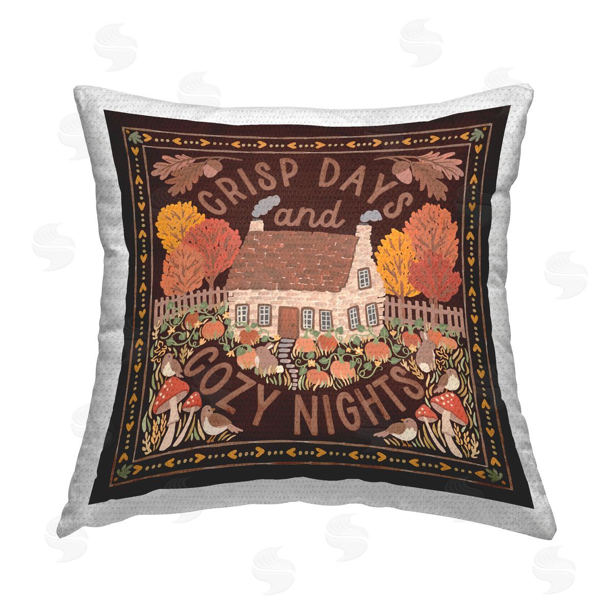 Laura Marshall Crisp Days Fall Phrase Outdoor Quick-Dry Polyester Printed Throw Pillow