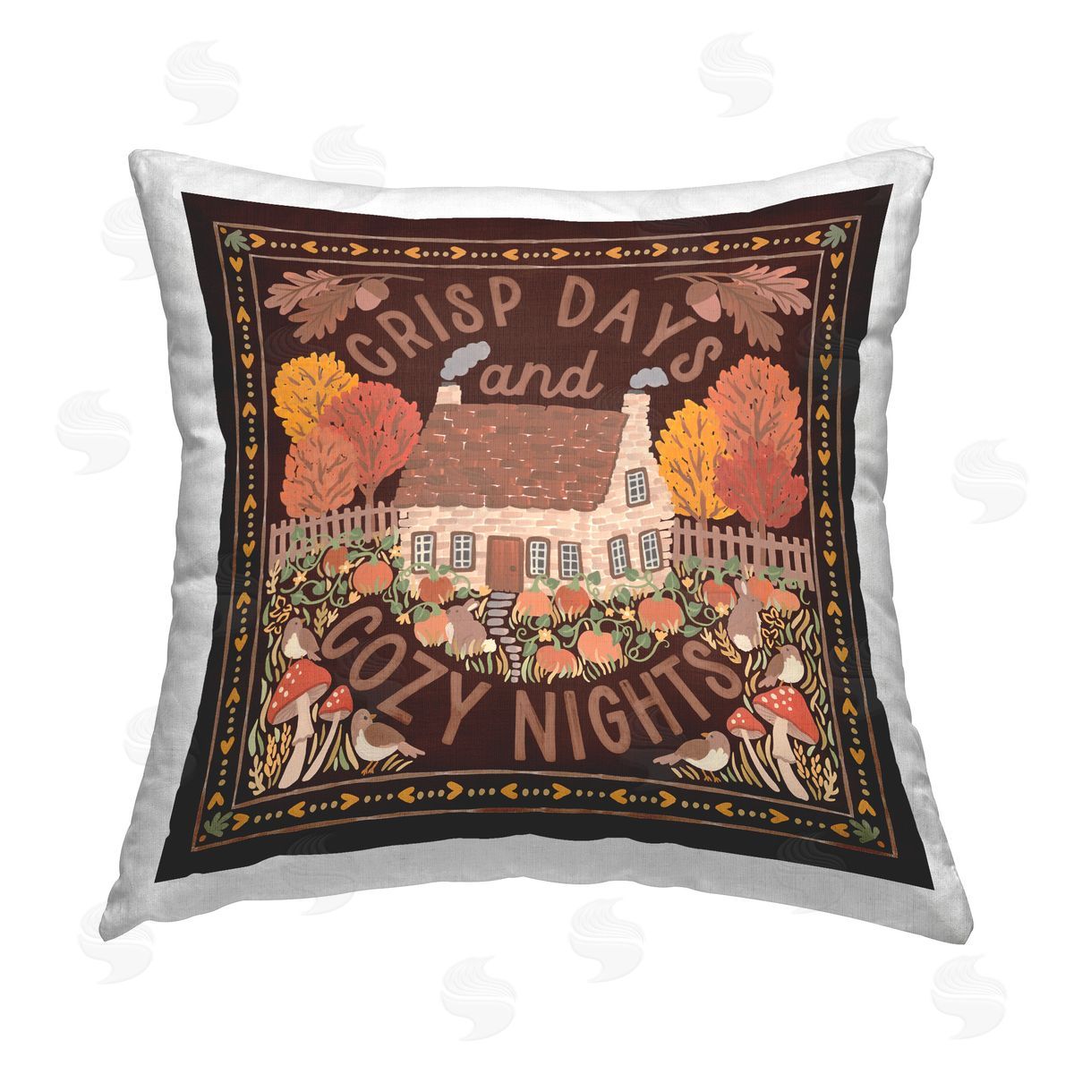 Laura Marshall Crisp Days Fall Phrase Printed Plush Polyester Throw Pillow