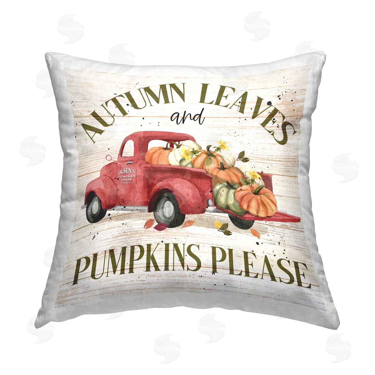 Deane Beesley Autumn Leaves Phrase Printed Plush Polyester Throw Pillow