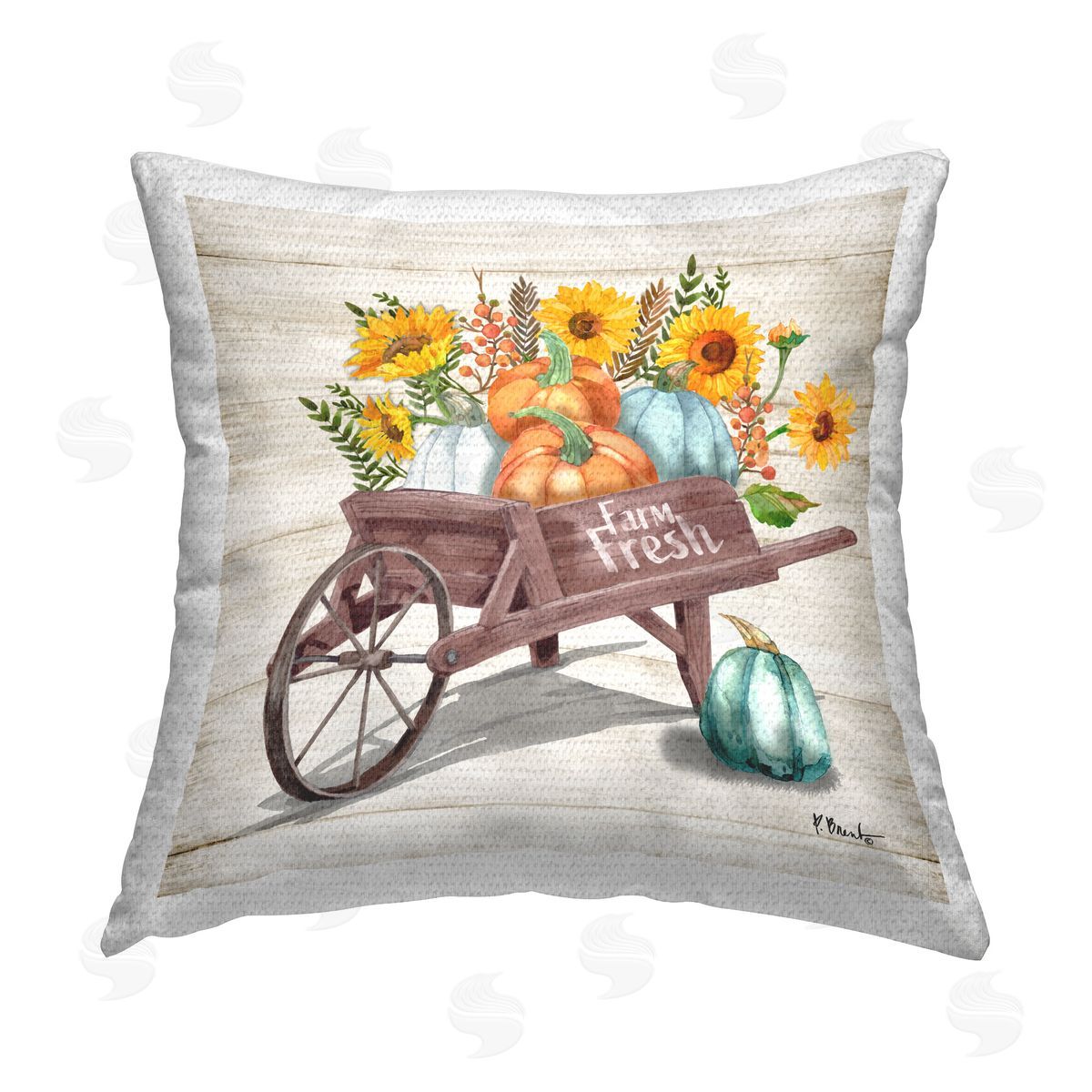 Paul Brent Farm Fresh Wagon Outdoor Quick-Dry Polyester Printed Throw Pillow