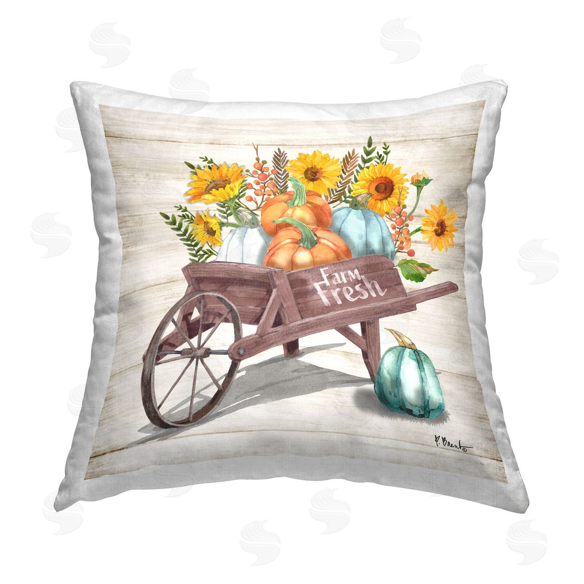 Paul Brent Farm Fresh Wagon Printed Plush Polyester Throw Pillow