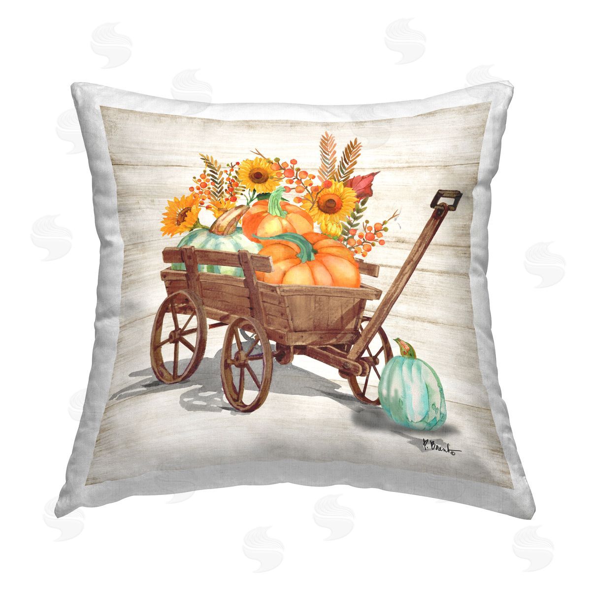 Paul Brent Farm Harvest Wagon Printed Plush Polyester Throw Pillow