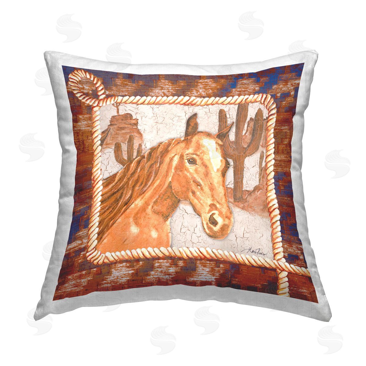 Gina Ritter Western Desert Horse Printed Plush Polyester Throw Pillow