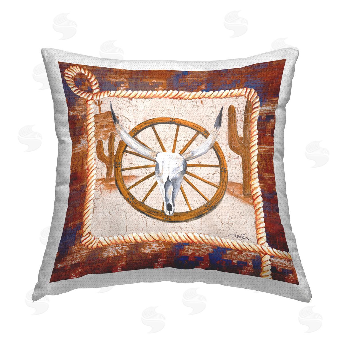 Gina Ritter Western Desert Wheel Outdoor Quick-Dry Polyester Printed Throw Pillow
