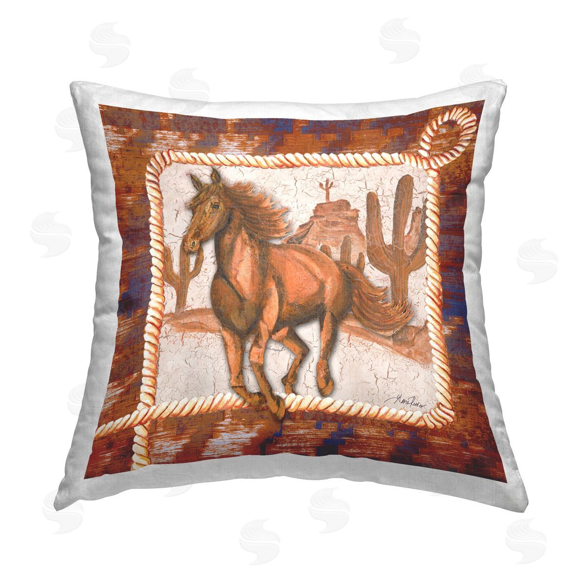 Gina Ritter Western Horse in Desert Printed Plush Polyester Throw Pillow