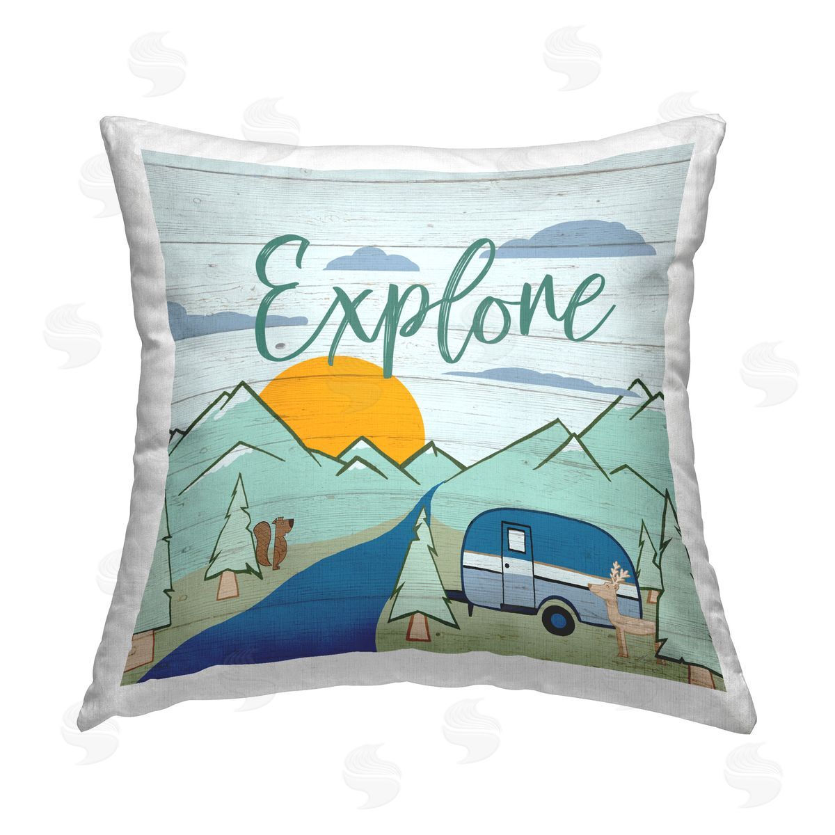 Hugo Edwins Explore Rustic Adventure Printed Plush Polyester Throw Pillow