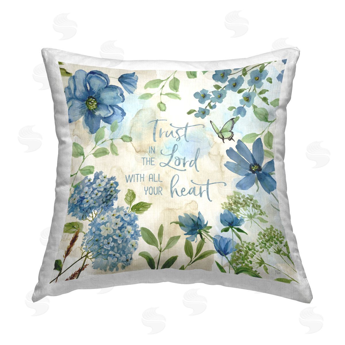 Nan Trust The Lord Floral Printed Plush Polyester Throw Pillow