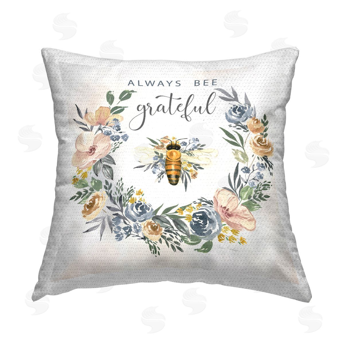 Kristen Brockmon Country Bee Grateful Outdoor Quick-Dry Polyester Printed Throw Pillow