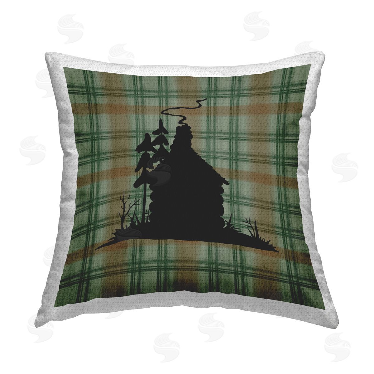 Jacki Frerichs Forest Cabin on Plaid Outdoor Quick-Dry Polyester Printed Throw Pillow