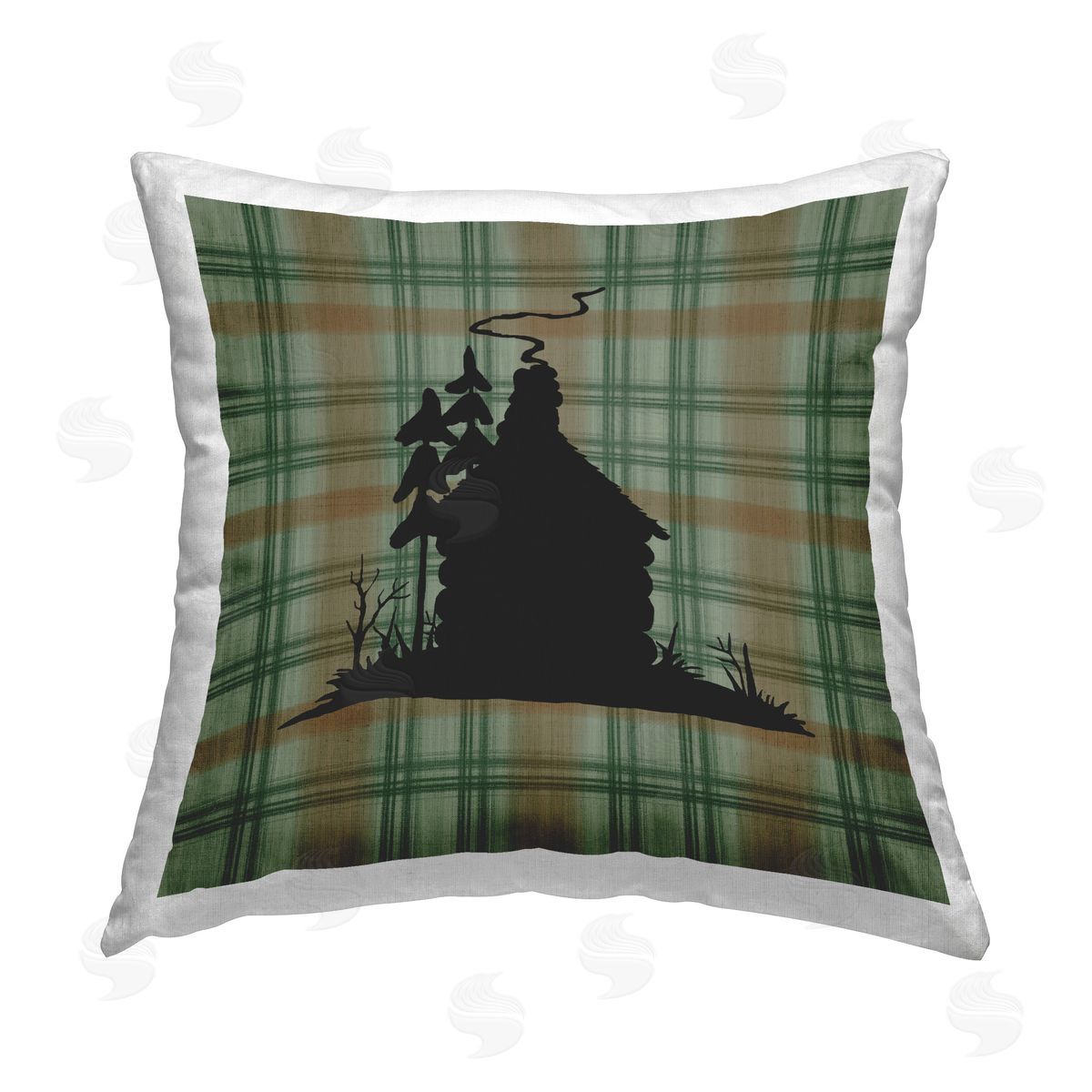 Jacki Frerichs Forest Cabin on Plaid Printed Plush Polyester Throw Pillow