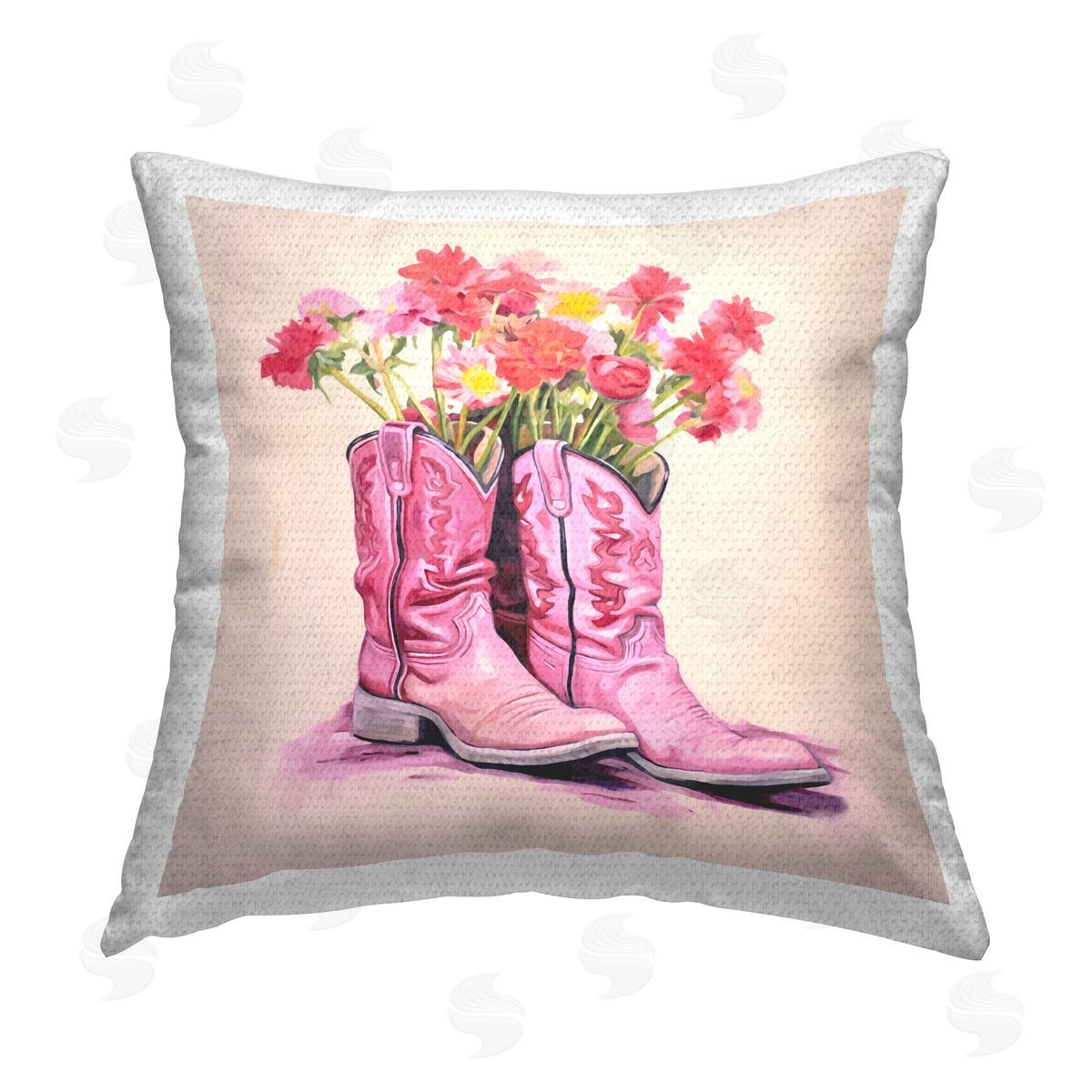 Andrea Haase Pink Blossom Boots Outdoor Quick-Dry Polyester Printed Throw Pillow