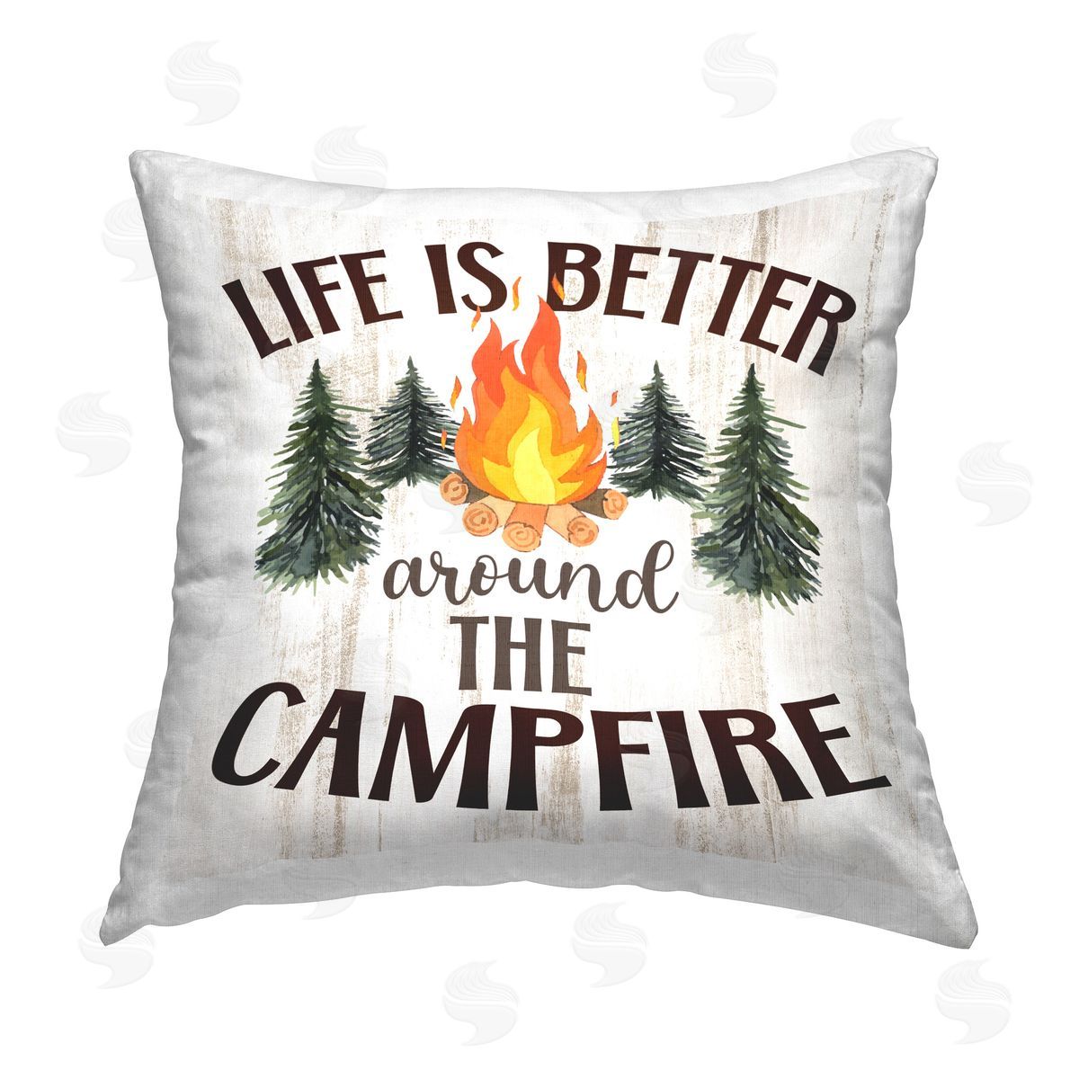 Kim Allen Rustic Campfire Phrase Printed Plush Polyester Throw Pillow