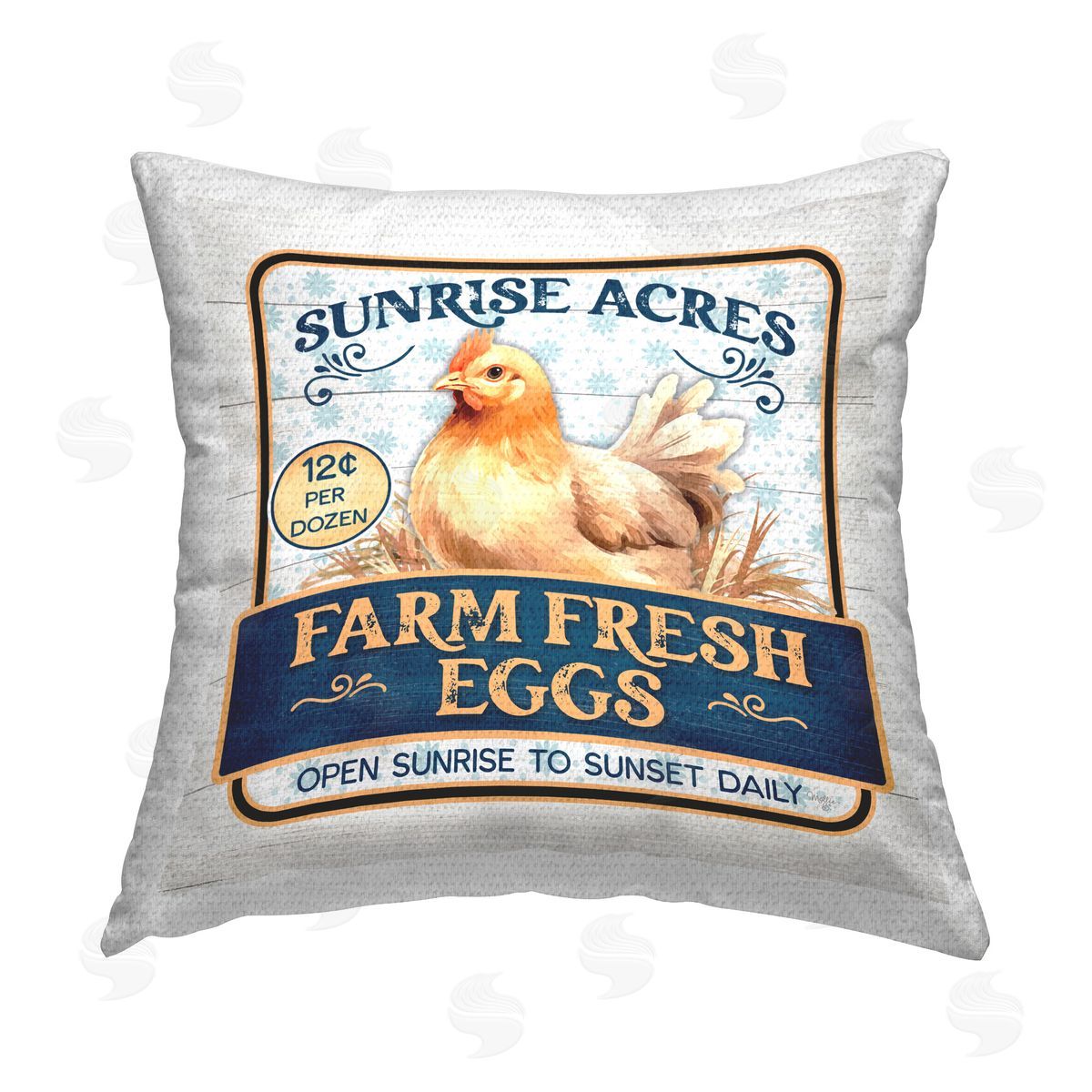 Mollie B. Farm Fresh Eggs Outdoor Quick-Dry Polyester Printed Throw Pillow