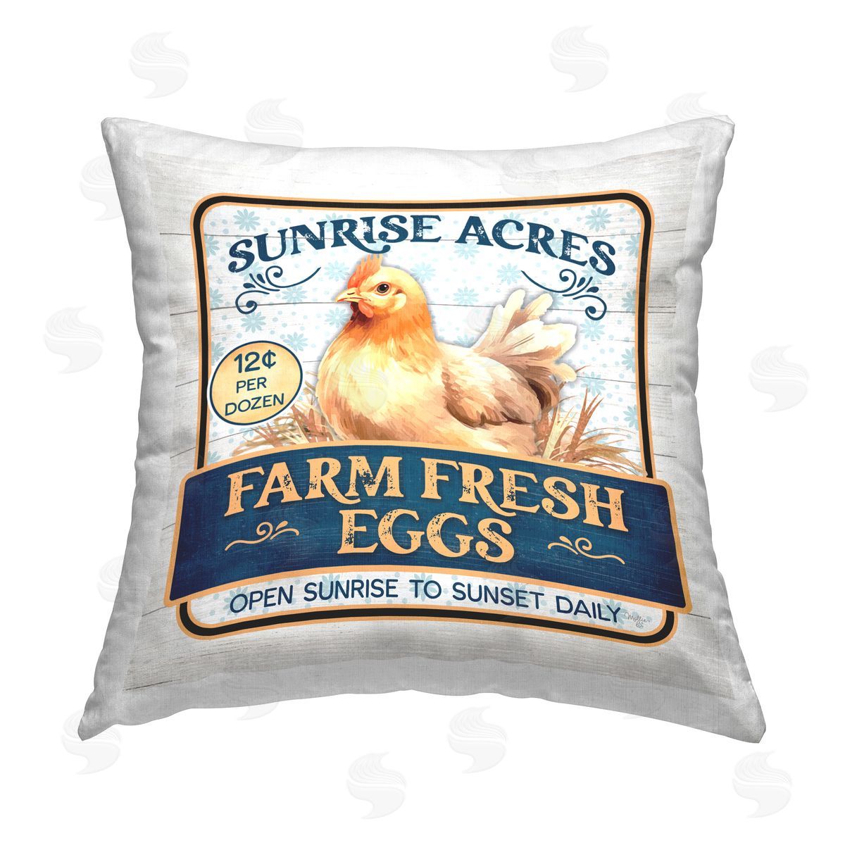 Mollie B. Farm Fresh Eggs Printed Plush Polyester Throw Pillow
