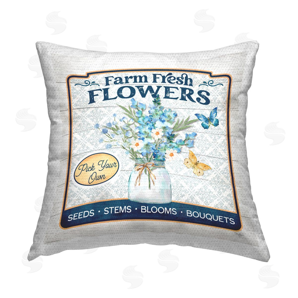 Mollie B. Farm Fresh Flowers Outdoor Quick-Dry Polyester Printed Throw Pillow