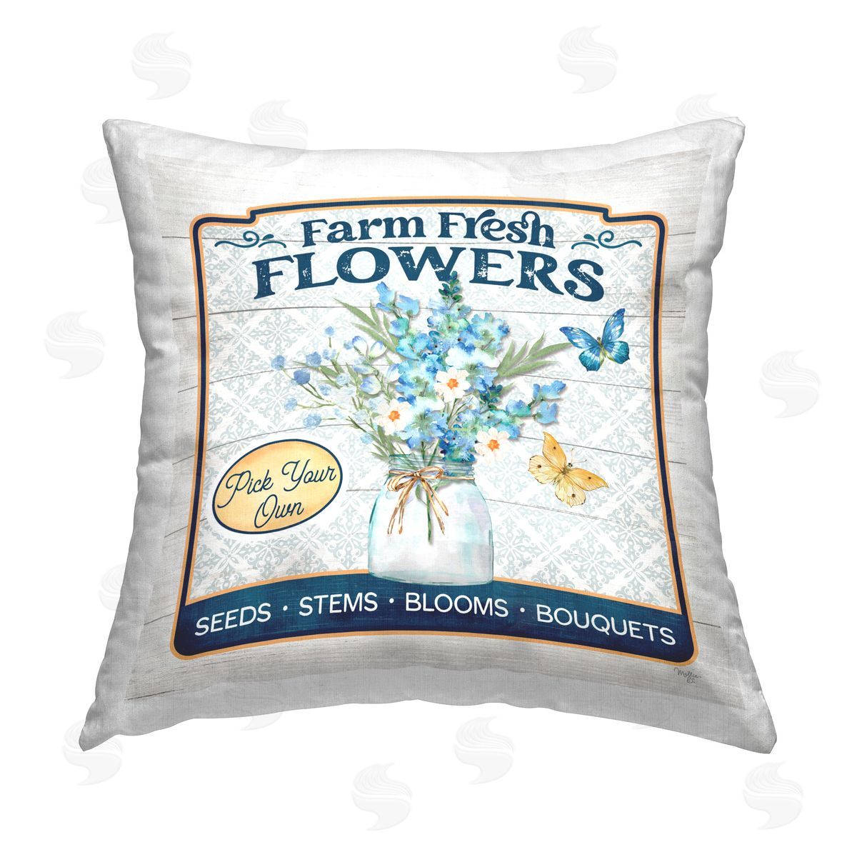 Mollie B. Farm Fresh Flowers Printed Plush Polyester Throw Pillow
