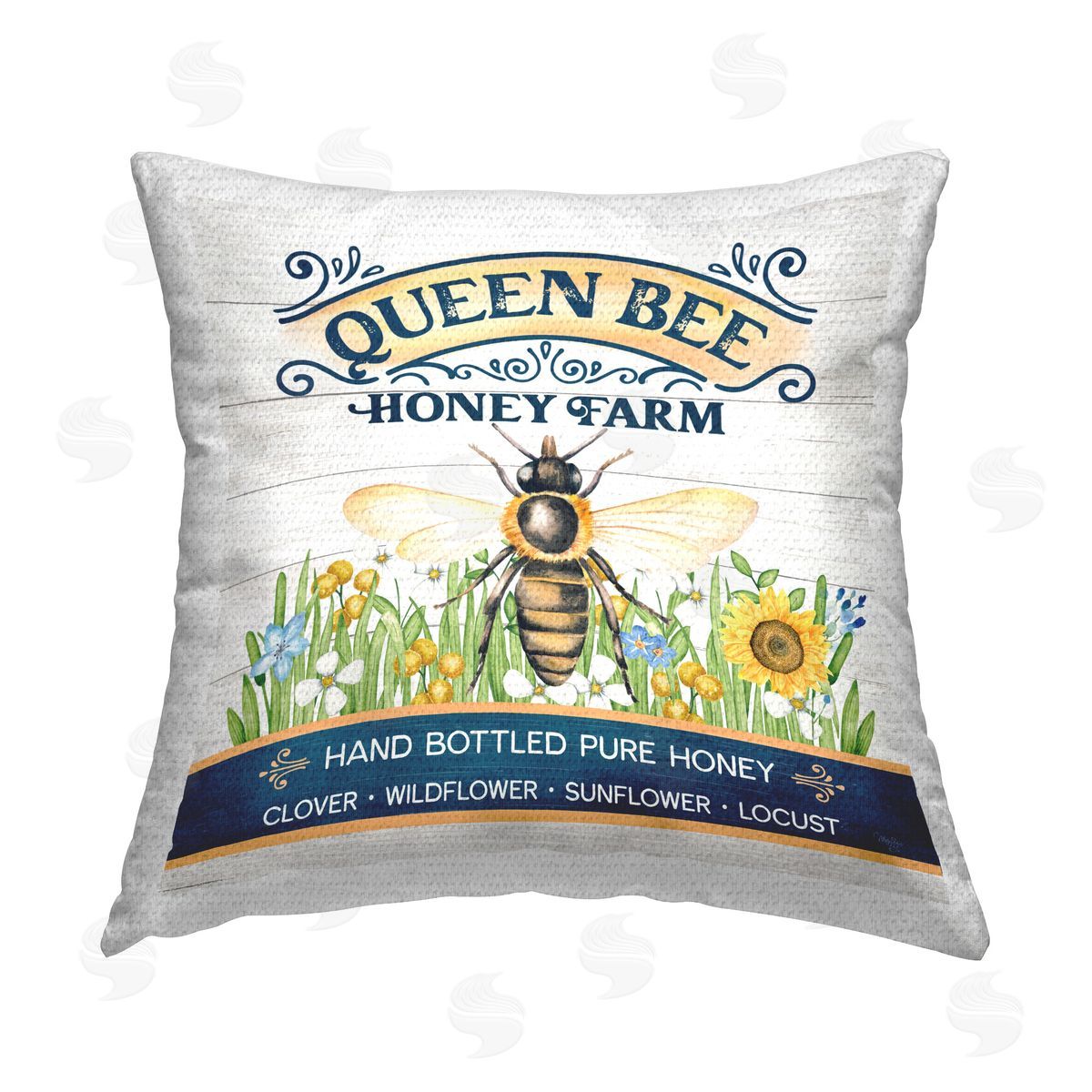 Mollie B. Queen Bee Honey Farm Outdoor Quick-Dry Polyester Printed Throw Pillow
