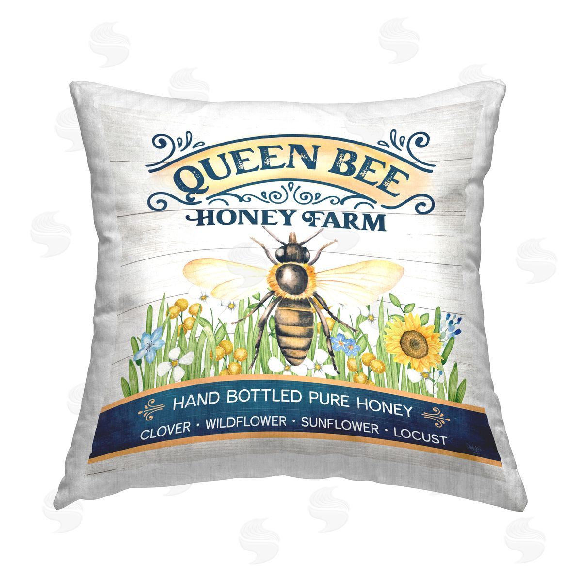 Mollie B. Queen Bee Honey Farm Printed Plush Polyester Throw Pillow