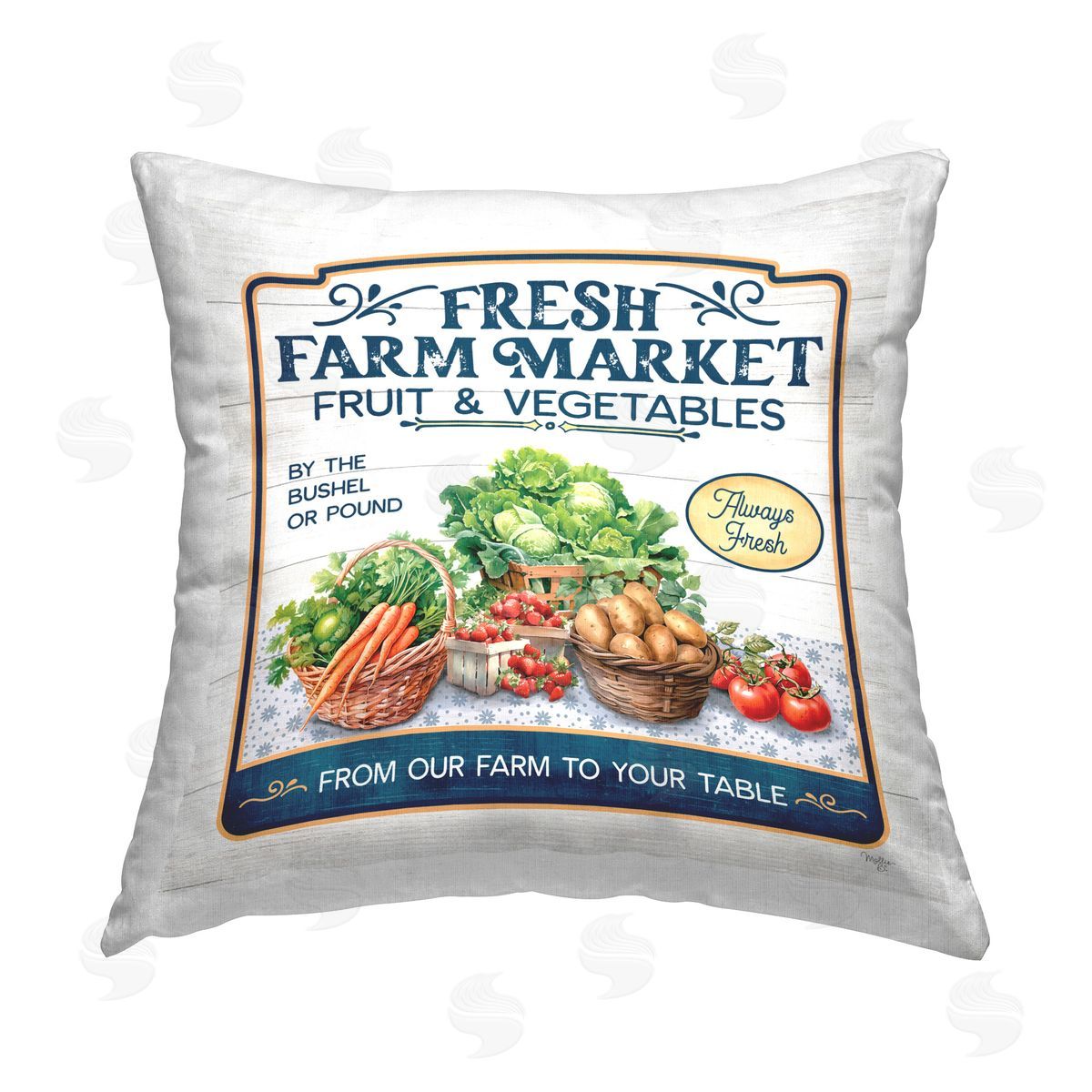 Mollie B. Fresh Farm Market Printed Plush Polyester Throw Pillow